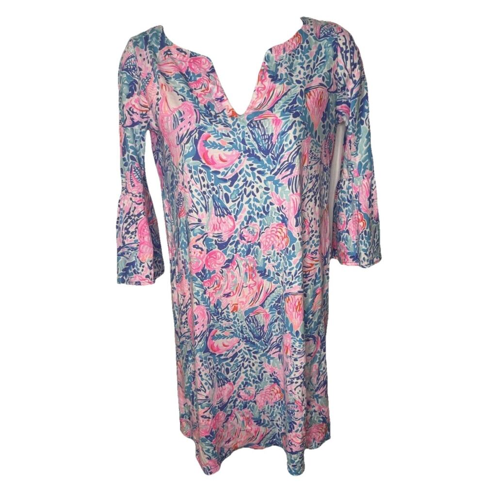 Lilly Pulitzer Tosha Short Shift Dress Women’s XXS TREASURE TROVE Beach V-Neck